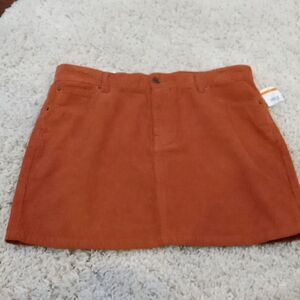 Kensie Jeans The Mini Skirt orange cordoroy 100% cotton size 10/30 NWT